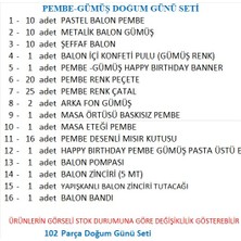 Pembe-Gümüş Doğum Günü Seti