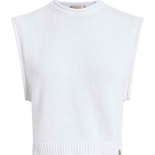 Calvin Klein Jeans Bisiklet Yaka Standart Düz Beyaz Kazak Kadın J20J225226YAA