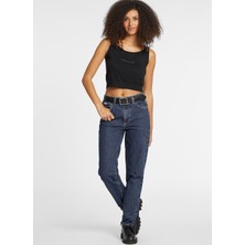 Guess Jeans Yuvarlak Yaka Düz Siyah Kadın Bluz Gj Scoop Guess J Emb - Rec Poly Che