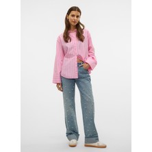 Vero Moda Orta Bel Düz Paça Düz Mavi Kadın Denim Pantolon Vmallıson Mr Straıght Pearl Jeans S