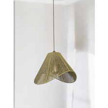 Korfam Home Design Yeşil Hasır El Yapımı Bohem Asimetrik Şekilli Rustik Avize