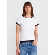 31859 Çift Görünümlü T-Shirt-Beyaz