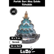 Premium Seri Dekoratif Şık Parlak Seramik Şelale Geri Akış Tütsülük & Oda Kokusu Biblo 10 x 11 cm