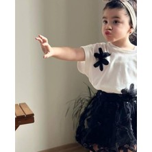 Cg Kids Siyah Çiçek Işlemeli Balon Etekli Kız Çocuk Alt Üst Takım
