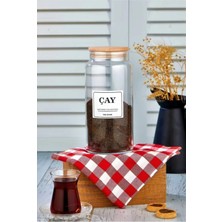 Rom Concept 1300 ml Ahşap Kapaklı Çay Saklama Kabı Cam Kavanoz Beyaz Romshp 1067323