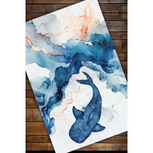 The Reef Design Balina Köpekbalığı Desenli Su Altı Mermer Görünümlü Dalış Temalı Balkon Halısı