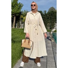 Çizgili Natural Kap Kahve