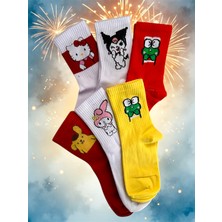 6'li Kuromi Melodi Hello Kitti Kolej Neşeli Çorap