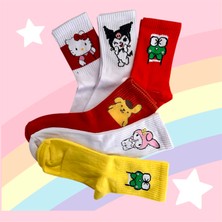 6'li Kuromi Melodi Hello Kitti Kolej Neşeli Çorap