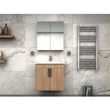 Dmz Home Concept Liventa 65 cm Ahşap Renkli, Seramik Lavabolu, Mdf Banyo Dolabı Takımı