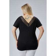 Büyük Beden Sırt V Güpür Bluz