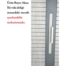 Homdep Çelik Kapı Çekme Kolu Tutma Kolu Dikdörtgen Model Renk Saten (Gümüş Gri) 50CM