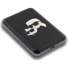 Karl Lagerfeld Lisanslı M-Safe Özellikli Powerbank LED Işık Göstergeli Metal Logolu 5000MAH Siyah
