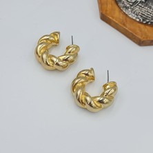 Vıp Gold Sarmal Model Kalın Halka Küpe – Suya Dayanıklı