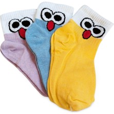 Royaleks Kadın Pamuklu Kısa Bilek Çorap Yazlık  Gülen Yüz 3 Çift