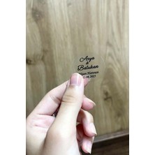 Kişiye Özel Şeffaf Etiket / Nikah - Nişan Etiketi / 100 Adet Yuvarlak Zarf Etiketi (3,5 Cm)