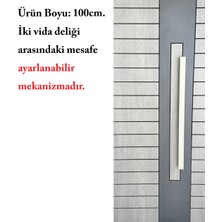 Homdep Çelik Kapı Çekme Kolu Tutma Kolu Dikdörtgen Model Renk Saten (Gümüş Gri) 100CM