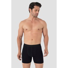 Erkek Siyah Büyük Beden Boxer Pamuklu Likralı Yumuşak ve Esnek Kumaş 5'li Paket
