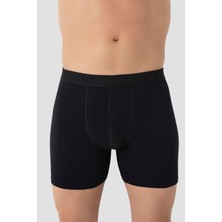 Erkek Siyah Büyük Beden Boxer Pamuklu Likralı Yumuşak ve Esnek Kumaş 5'li Paket