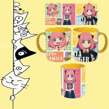Anime Spy x Family Anya Forger Karakter Baskılı Içi Sapı Sarı Kupa Bardak