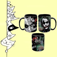 Karakter Joker Süper Kahraman Baskılı Içi Sapı Siyah Kupa Bardak