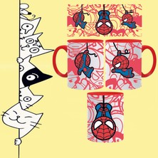 Örümcek Spider Süper Kahraman Örümcek Adam Baskılı Içi Sapı Kırmızı Kupa Bardak