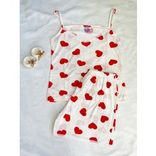 Liliths Dream Kırmızı Kalpli Şortlu Pijama Takımı