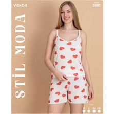 Liliths Dream Kırmızı Kalpli Şortlu Pijama Takımı