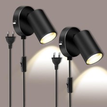 Mediterian Modern siyah metal spot armatür, kablolu, fişli, LED ampüllü, şık tasarım