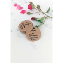 Kişiye Özel Etiket - Nikah-Nişan- Kına Etiketi - 100 Adet Kraft Ürün Etiketi (3,8 Cm)