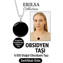 Tesbih Atölyesi Sertifikalı Siyah Obsidyen Taşı Kolye - 1.kalite