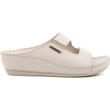 Muya Panna Anatomik Taban Jel Destekli  Dört Mevsim Kadın Terlik Krem