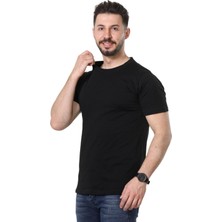 %100 Pamuk Regular Fit Bisiklet Yaka Basic Düz Kısa Kollu Tişört