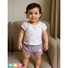 Kız Bebek Çocuk Çiçekli Takım Alt Üst Çocuk Şortlu Takım