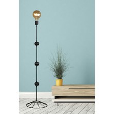 Mediterian Şık modern siyah lambader, metal yapım, tek ayaklı, yüksekliği 101-150 cm