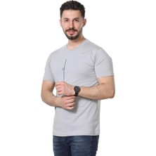 Regular Fit Bisiklet Yaka %100 Pamuk Basic Düz Kısa Kollu Tişört Astronot Baskılı