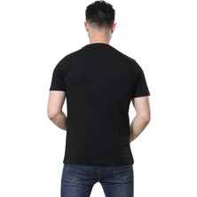 Regular Fit Bisiklet Yaka %100 Pamuk Basic Düz Kısa Kollu Tişört Astronot Baskılı