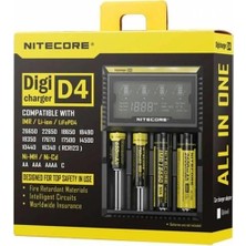 Nitecore Digi D4 LCD 18650 Pil Şarj Aleti / Nitecore Li-Ion Life Ni