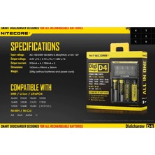 Nitecore D4 Pil Şarj Cihazı + Kablo