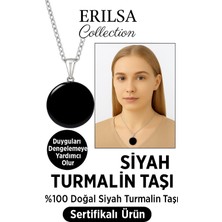 Sertifikalı Para Model Siyah Turmalin Taşı Kolye – Koruma ve Topraklama