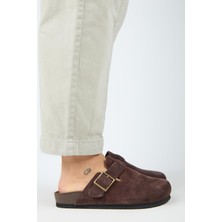 Manijero Zeta 2 Kadın Hakiki Deri Kemerli Tokalı Sabo Açık Kahve Terlik