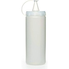Mediterian Şeffaf Kapaklı 700 ml Plastik Yağlık ve Sosluk, Sızdırmaz, Desenli, Beyaz