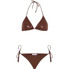 Aquella Lame Acı Kahve Üçgen Bikini Takım