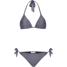 Aquella Zigzag Desenli Antrasit Bağlamalı Bikini Takım