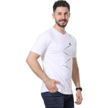 Regular Fit Bisiklet Yaka %100 Pamuk Basic Düz Kısa Kollu Tişört Bisiklet Baskılı