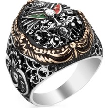 Osmanlı Armalı Vav Detaylı 925 Ayar Gümüş Yüzük