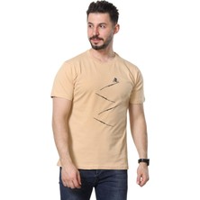 Regular Fit Bisiklet Yaka %100 Pamuk Basic Düz Kısa Kollu Tişört Bisiklet Baskılı