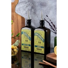 Mediterian 500ml Amber Renkli Vintage Şişe, Zeytinyağı ve Yağlar İçin Parlak Tasarım, 4'lü Set