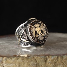 Çift Başlı Selçuklu Kartalı Kılıç Model Gümüş Yüzük