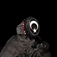 925 Ayar Gümüş Ay Yıldız Model Erkek Yüzük